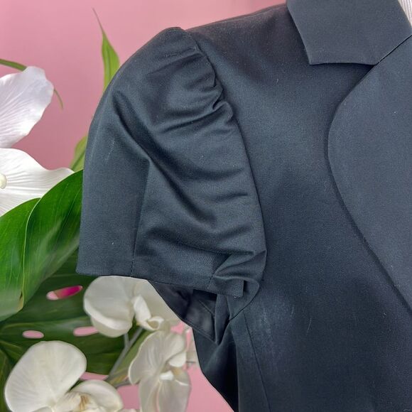 BCBGMaxAzria Ruched Cap Short Sleeve Black Blazer Jacket - Picture 8 of 15